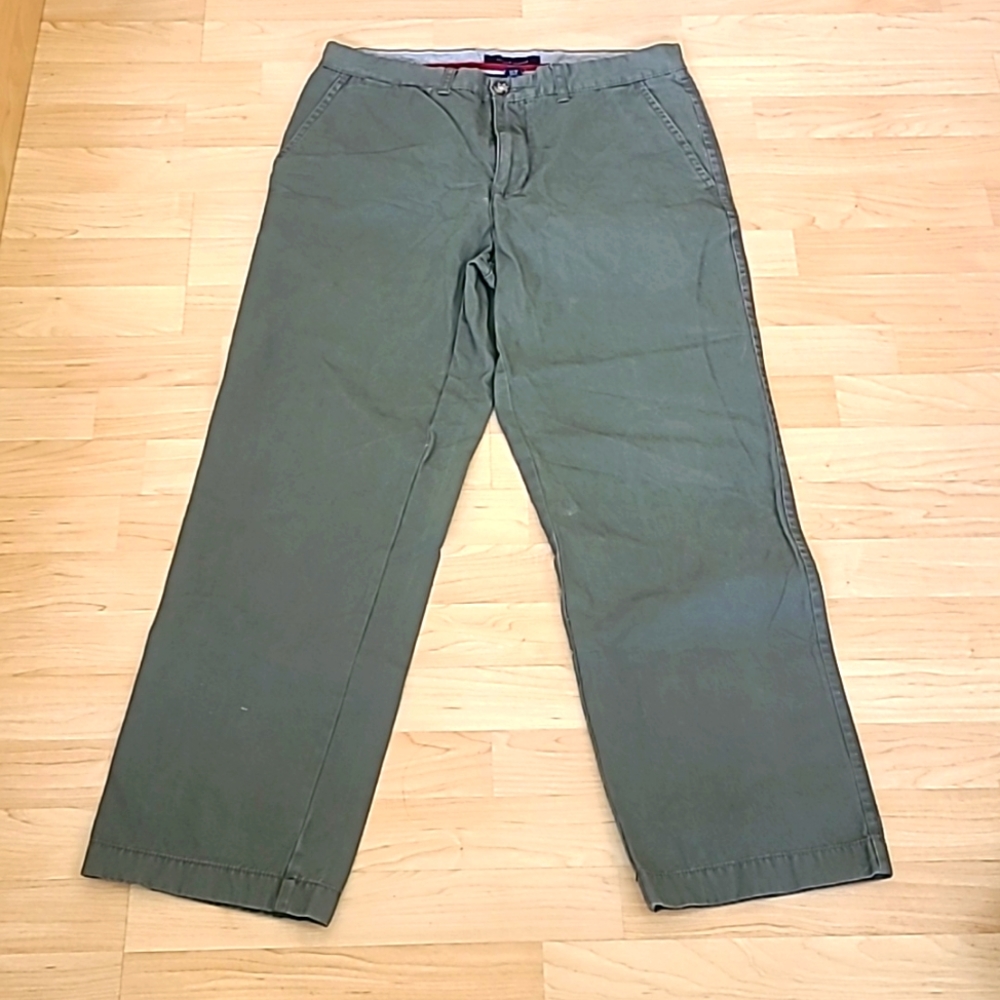 Men Tommy Hilfiger 100% Cotton Green Chino Pants Size 32/30